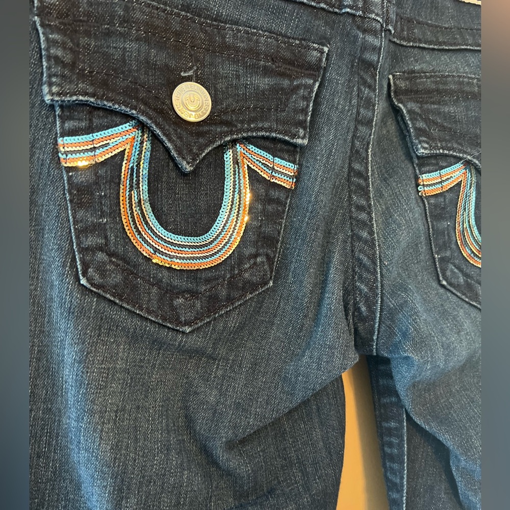 Dark Blue Sequin True Religion Jeans - 26